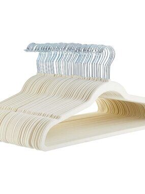 Slim Velvet Non-Slip Ivory Clothes Hangers, 30ct